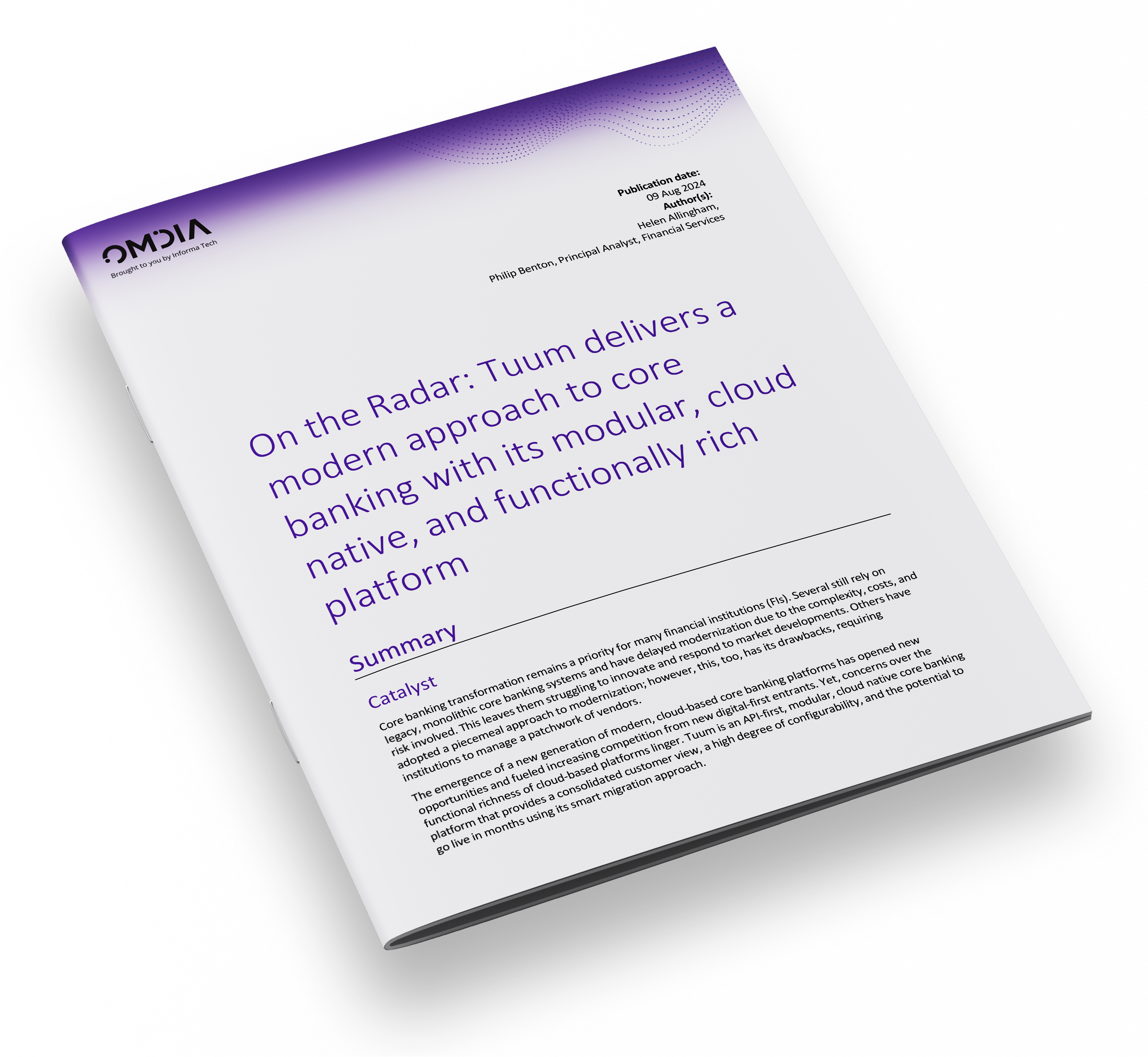 report booklet - On the Radar: Tuum delivers a modern approach to core banking with its modular, cloud native, and functionally rich platform [Tuum profile]